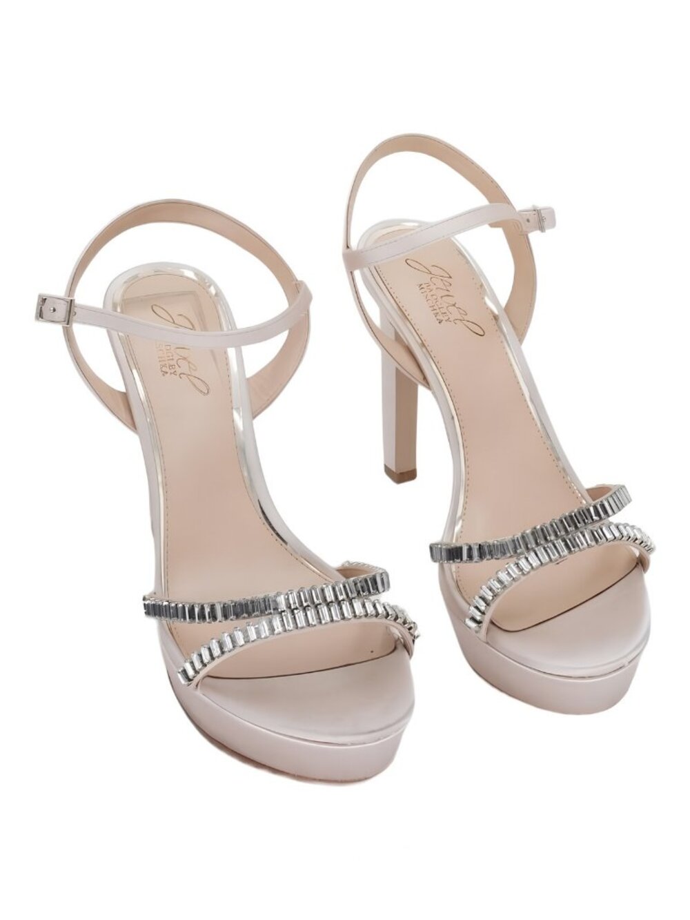 Jewel Badgley Mischka Champagne Crystal-Embellished Platform Heels